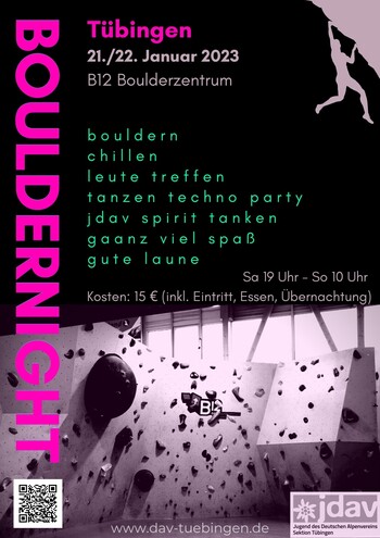 Einladung - Bouldernight JDAV T&uuml;bingen 2023